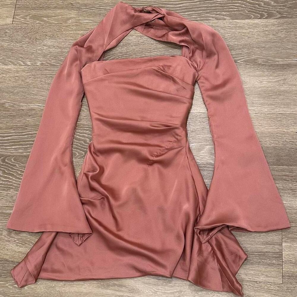House of cb Toira rose mini satin dress